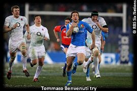 Italy England Tommaso Benvenuti try